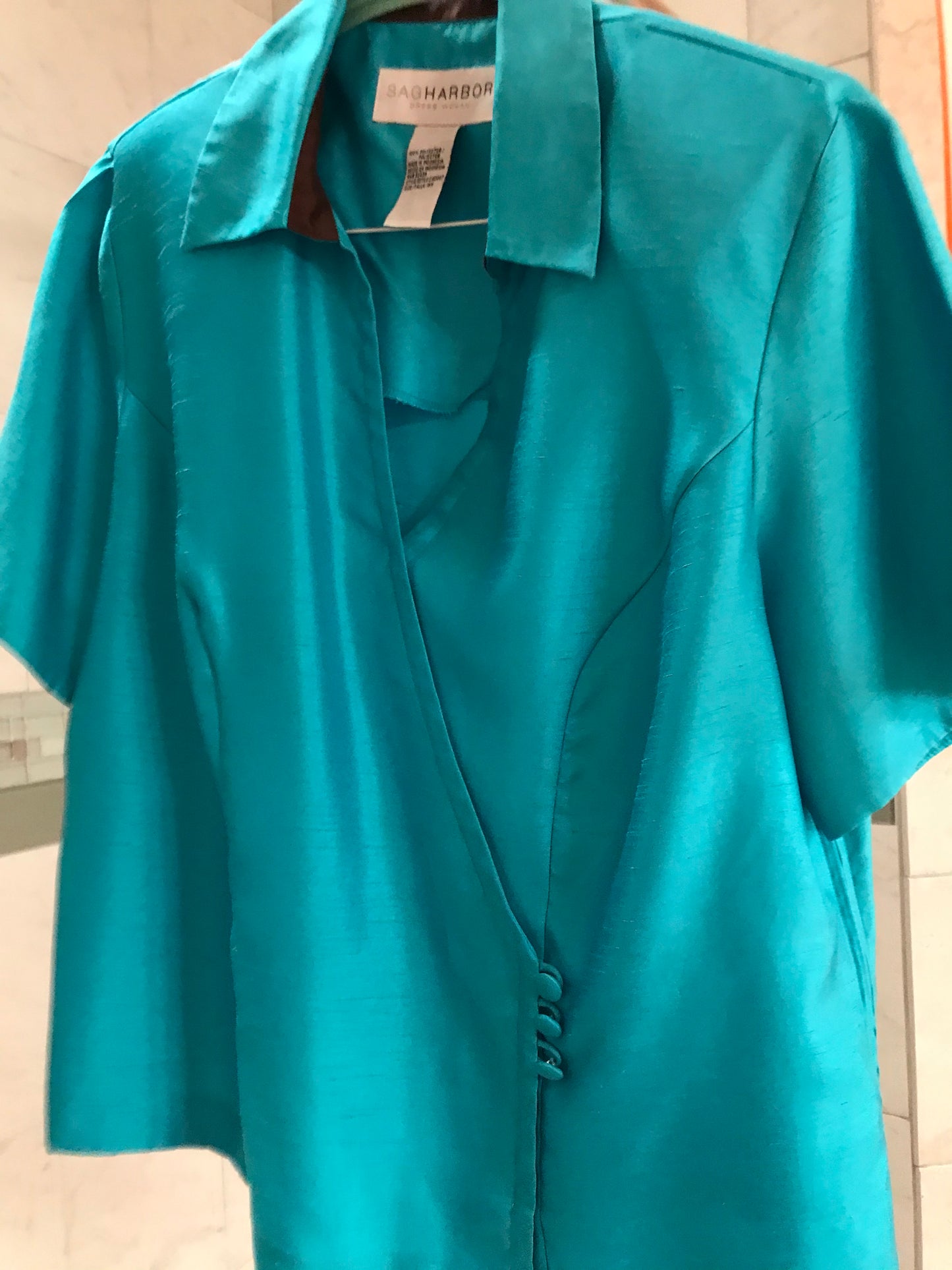Short Sleeve Teal Blouse